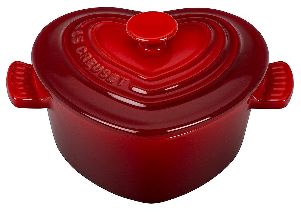 Le Creuset Mini-Cocotte D`Amour mit Deckel Herzform Steinzeug Kirschrot