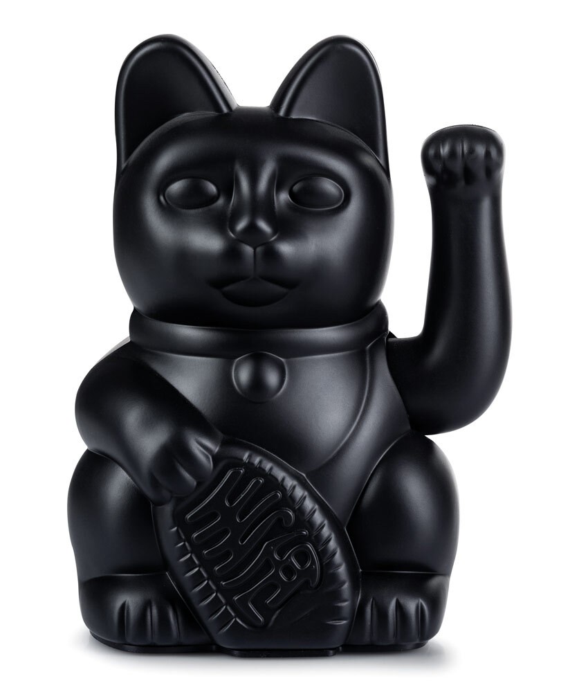 DONKEY Winkekatze Schwarz Maneki Neko Black Lucky Cat Glücksbringer 15cm