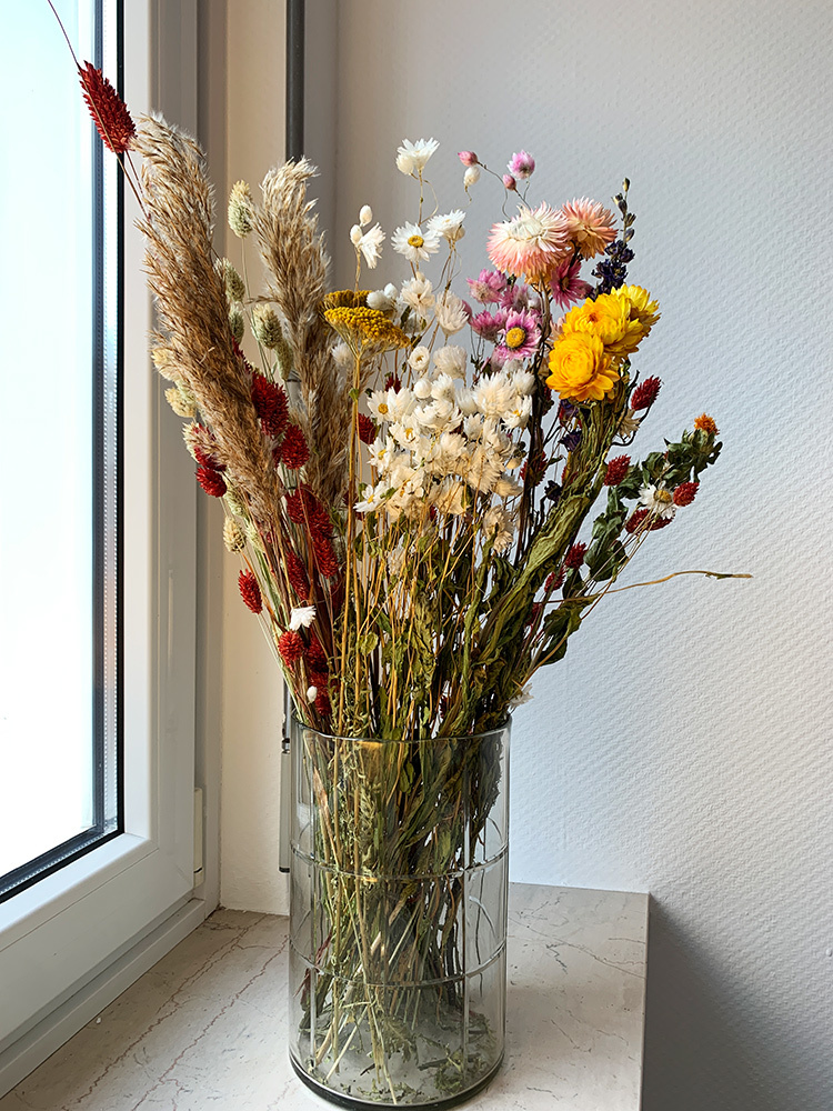 Trockenblumestrauß Wildblumen Bunt Gräser Getrocknet Natur Blumenstrauß