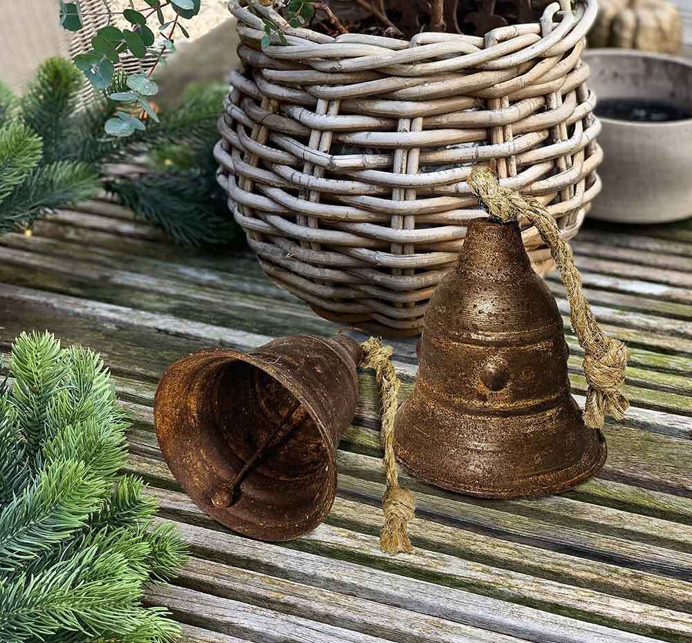 GlockenSet Zink Rostig Weihnachtsglocke 2 Stück Landhaus