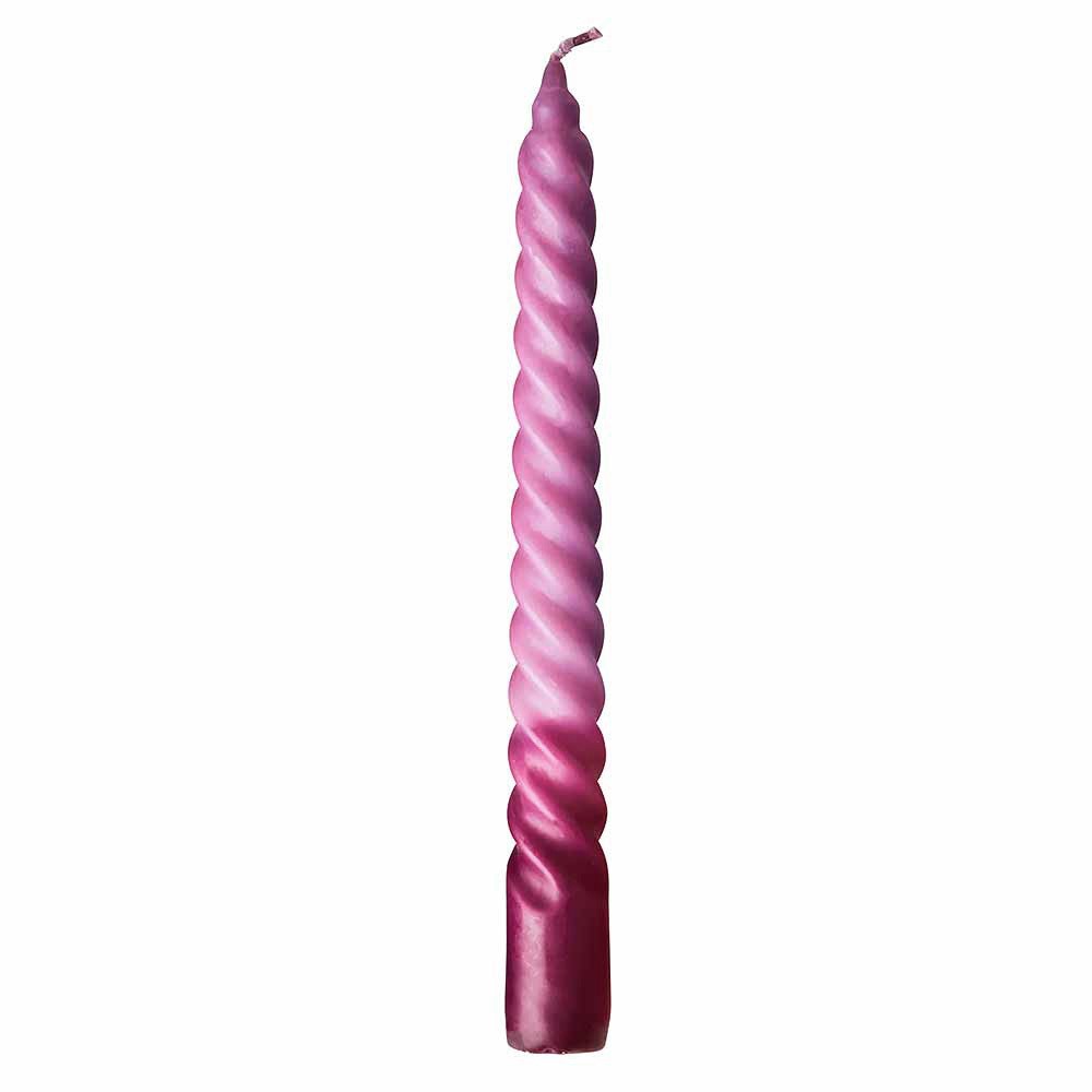 Rice Gedrehte Stabkerze Pink Bordeaux Rot Twisted Candle Spiralkerze 2-farbig 20cm