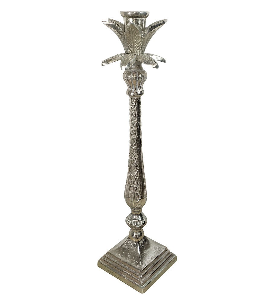 Kerzenhalter Palme silber Kerzenständer Kerzenleuchter Tropen Karibik H 40,5cm