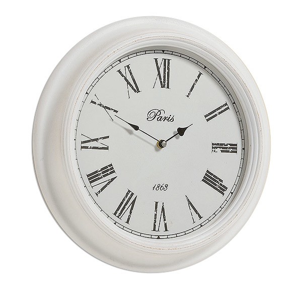 Grosse Wanduhr Paris Shop Antik-Stil |Uhren |ZEITZONE 39cm |Wanddeko Holz |Wohnen 1863 weiss