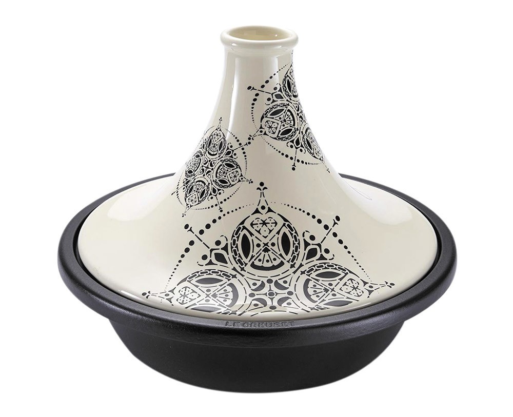 Le Creuset Tagine Creme mit Dekor Gusseisen 31cm LE CREUSET Woks