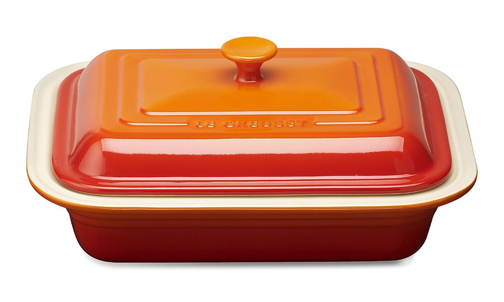 Le Creuset Lasagneform mit Deckel Steinzeug Ofenrot LE